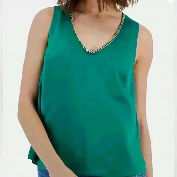 INC International Concepts Tops - INC green top with gold chain detail. Size M. NWT